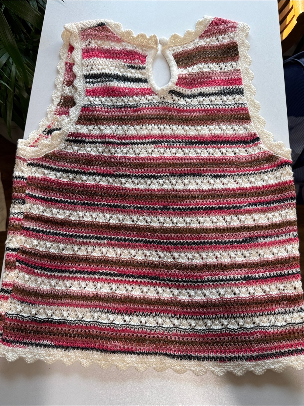 Universal Thread Crocheted Stripe Tank Top in Cream, Brown, Black Large - Picture 5 of 7